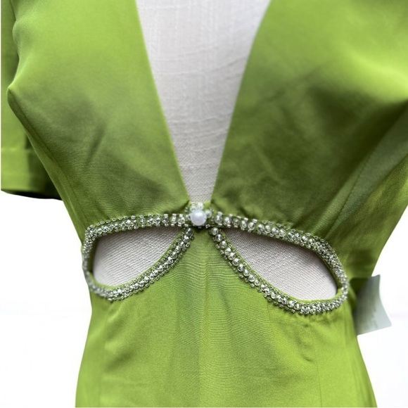 🌻NEW w.Tags MAC DUGGAL Apple Plunge Neck Puff Sleeve Cut Out Gown Size 10 $458 - Picture 5 of 13